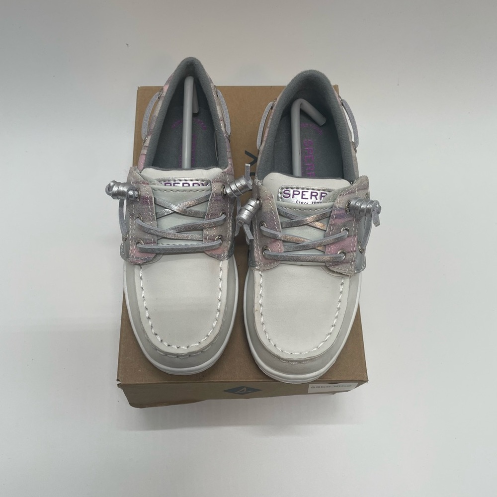 Sperry Kids' White and Gray Boat Shoe